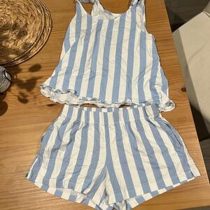 Jane and Bleecker Blue and White Striped Pajama Set